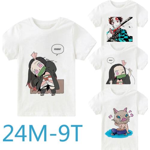Boys Girl T Shirt Kids Summer Demon Slayer Kimetsu No Yaiba Cartoon T-shirt Anime Demon Blade Girls Tops Casual Children Clothes