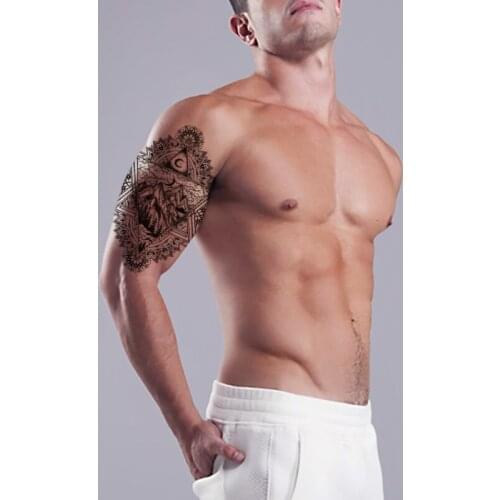 Geometric Mountain Forest Moon Waterproof Temporary Tattoos Sticker Pattern Black Totem Tatto Body Art Arm Fake Tatoos Women Men