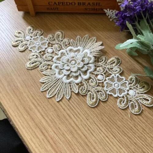 2 pcs Embroidered Flower Mesh Lace Ribbon Applique Trims for Covers Curtain Home Textiles Sewing Strip Ribbon Lace Fabric 27cm