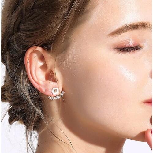 Korean Jewelry Zircon Pearl Heart Crystal Flower Angel Wings Geometry Clip Earrings For Women Statement Ear Jewelry Wholesale
