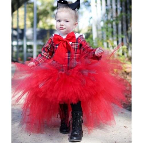 Red Fluffy Cute Princess Girl Tutu Skirt Ankle Length Toddler Girls Birthday Party Tulle tutu Skirts Festival Halloween Clothing