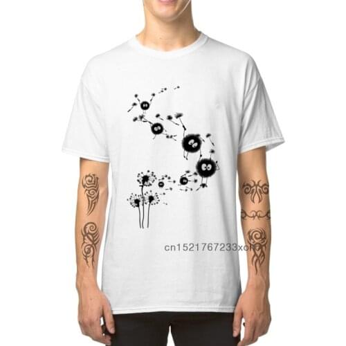 Flying Susuwatari T Shirts Men Japan Movie Anime Popular Tops Tees My Neighbor Totoro Thanksgiving Day 100% Cotton T-Shirt Fun