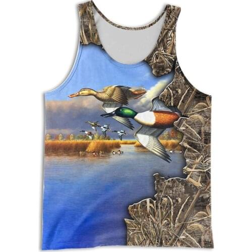Summer Men vest 3D t shirt Duck Hunting Printed Harajuku Sleeveless T-shirt Unisex Tank tops Wholesale and Drop shipping
