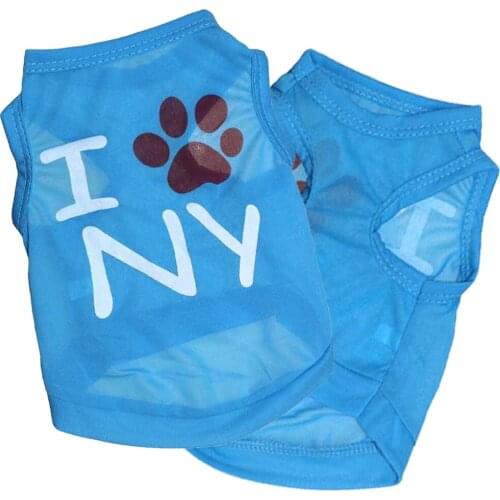 Summer New Fashion and Comfortable Breathable Printing Animal Footprints T-shirt Vest Shirt Short-sleeved Puppy Dog Clothes