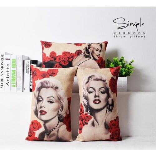 Marilyn Monroe Pillow Case Vintage Decorative Cushion Cover Rose Marilyn Monroe cotton linen pillow cover 45x45cm for sofa