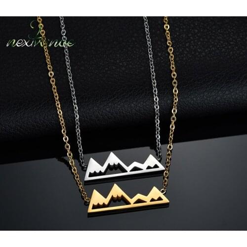 Nextvance Minimalist Mountain Necklace Pendant For Women Gold Color Stainless Steel Snowy Chain Necklace Travel Jewelry
