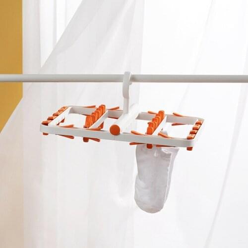 Multifunctional Hanger24 Clip Folding Drying Rack Movable Plastic Householdclothes Windproof Underwear Socks Drying Rack Tool