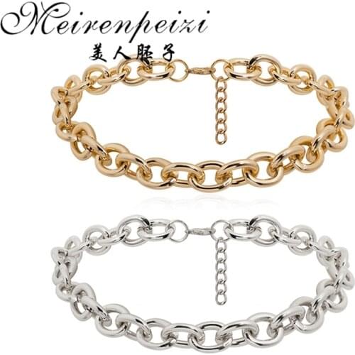 Fashion Silver Color Chunky Cuban Link Chain Choker Necklace For Women Hip Hop Charm Necklace Collares Jewelry