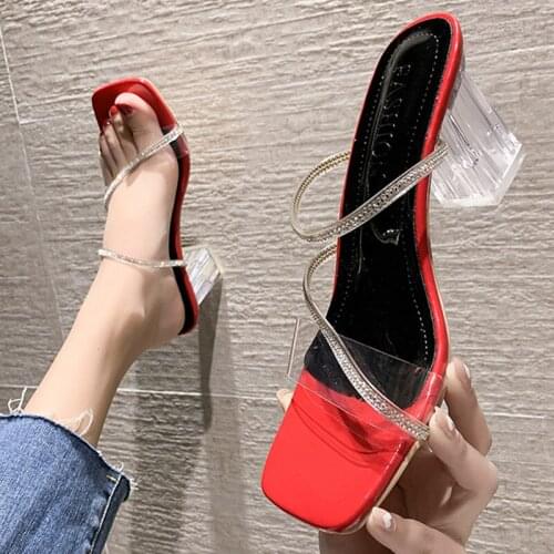 Fashion Women Sandals High Heels 3.15 Inches Beautiful Transparent Sexy Slippers(Size 35-43