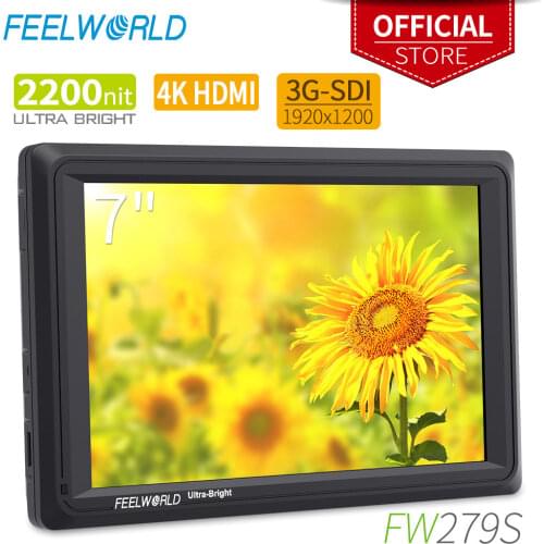Feelworld FW279S 7 Inch On Camera DSLR Field Monitor Full HD Bright 2200nit 1920x1200 IPS with 4K HDMI 3G SDI Input Output