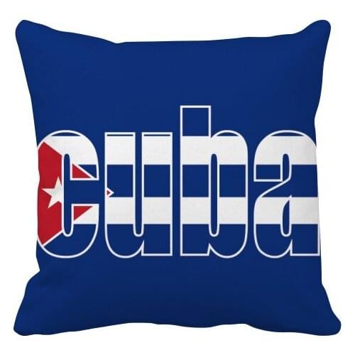 Cuba Country Flag Name Throw Pillow Square Cover