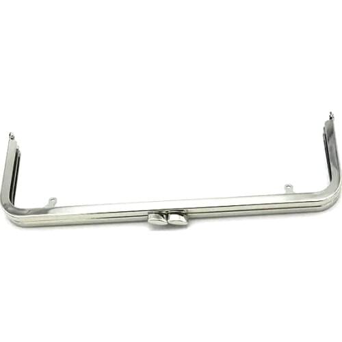 10" x 4" Nickel Rectangle Purse Frame With Loops