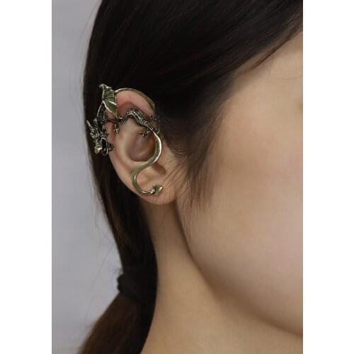 2021 New Fashion Personality Gothic Punk Rock Vintage Dragon Snake Ear Cuff Earrings for Women Men Earcuff One Pack Wholesale