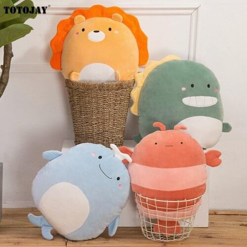 40cm New Super Soft Kawaii Panda&Penguin&Dinosaur Plush Pillow Cartoon Animals Lion&Lobster&Whale Stuffed Doll Bed Cushion Gift