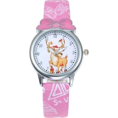 New Cartoon Children Deer Watch Fashion Girl Kids Student diamond Leather Analog Wristwatches Lovely Pink watch Relojes saati