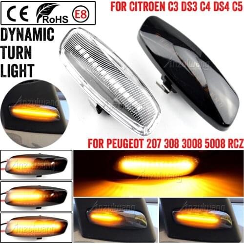 Dynamic LED Side Marker Light Signal Blinker for Citroen C4 Coupe Picasso C3 C5 X7 DS3 DS4 Peugeot 207 308 3008 5008 RCZ Partner