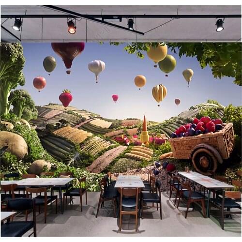 Painted Vegetable Ball Fruit Field 3d Murals Wallpaper for Restaurant Fruit Shop Kitchen 3d Photo Mural 3d Wall Mural Wall paper