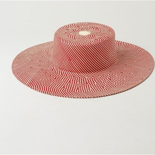 European American spring summer straw hat new striped woven light body flat top big eaves straw cap outdoor sunshade beach flat