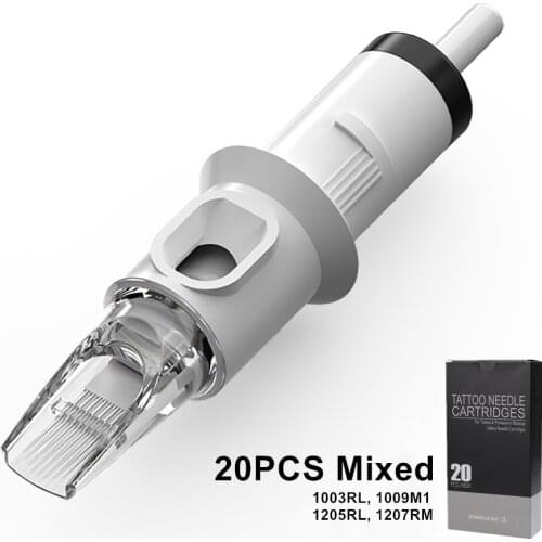 20Pcs Cartridge Tattoo Needles Mixed 1003RL 1009M1 1205RL 1207RM Eyebrow Lip Makeup Needle for Tattoo Machine Tattoo Accessories