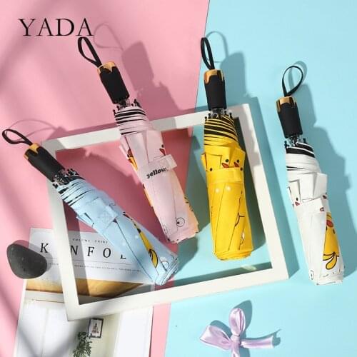 YADA Fashion 3-Folding Cute Duck Pattern Umbrella Women Kids UV Rainproof Cartoons Umbrella Parasol Rain Sun Umbrellas YD200140