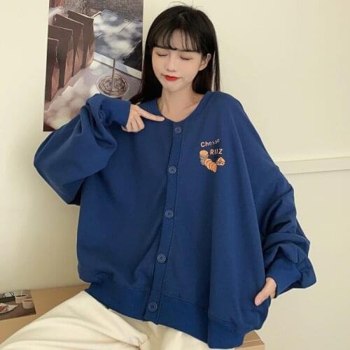 Harajuku Printed Long Sleeve Japanese Jacket 2021 Spring New Korean Fashion Casual Loose Cotton Cardigan Shirt Baseball Uniform