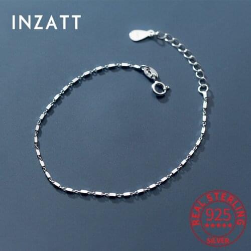 INZATT Real 925 Sterling Silver Square Bead Chain Minimalist Bracelet For Women Punk Fine Jewelry Accessories Drop Shipping Gift