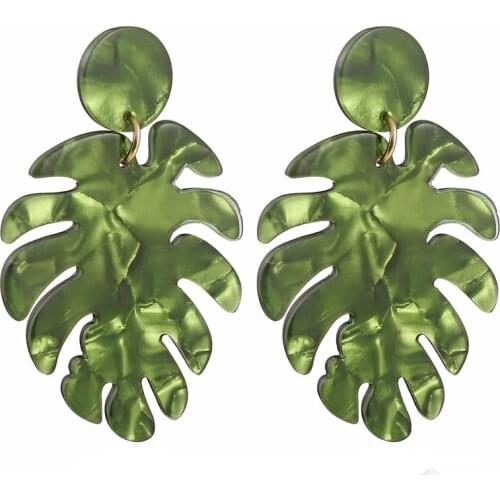 Green Round Leaf Acrylic Earrings 2019 Bohemian Large Statement Earrings for Women Trendy Fashion Jewelry Earing EB429