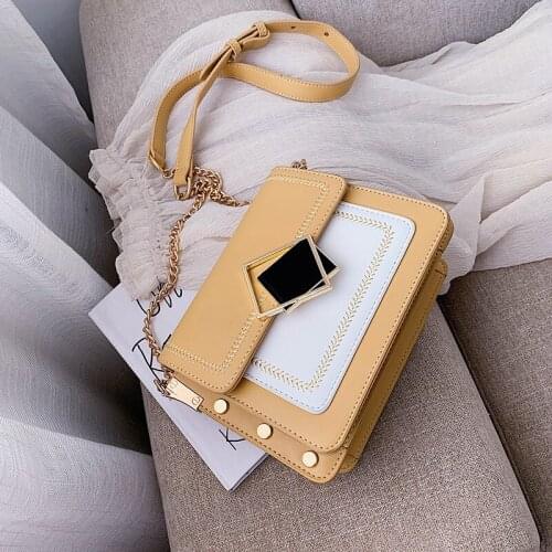 PU Leather Purses and Handbags for Women 2021 Designer Luxury New Girls Female Shoppers Fashion Square Lock Chain Crossbody Bags