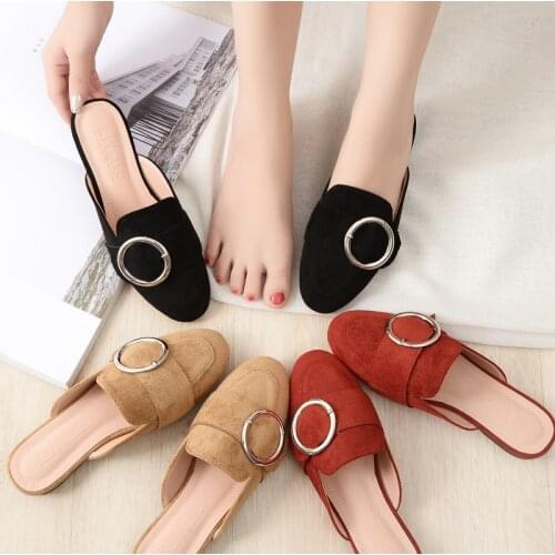 Women Mules Slippers Fashion Flat Sandals Summer Lazy Loafers（Size 33-44