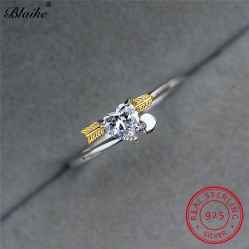 S925 Sterling Silver Ring Cute Love Heart Rings For Women Wedding Bands White Sapphire Zircon Thin Ring Band Valentine Jewelry