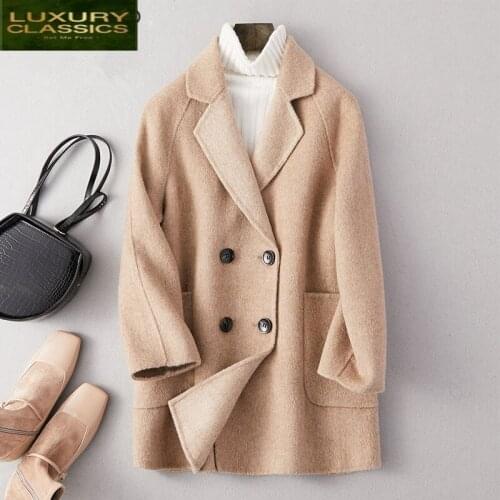 Women Coat Elegant Winter Abrigo Mujer 2021 Korean Slim 90% Wool Coats Female Ladies Cashmere Woolen Jacket Hiver 1911055