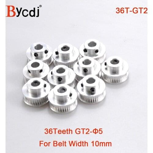 GT 36 Teeth 2GT Timing Pulley Bore 5mm for GT2 Open Synchronous belt width 10mm small backlash 36Teeth 36T