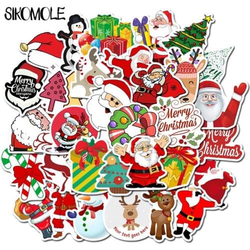 50PCS Merry Christmas Sticker Santa Claus Snowman Decorative Stickers For Case Suitcase Luggage Guitar Laptop Children Toys F4