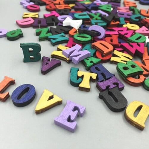 100Pcs/lot Complete 26 English Alphabet Letters Wood Craft Home Decoration Alphabet Wedding Birthday Figurines Miniatures
