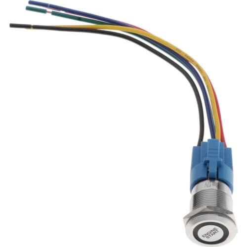 19mm Illuminated Push Button Momentary Switch Self-reset Engine Start Pushbutton with Blue Light