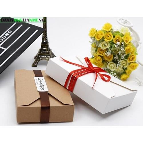 20pcs/lot 19.5x12.5x6cm 4cm kraft paper gift boxes for cake/candy/cookies/wedding invitation cards, folding 6cake box