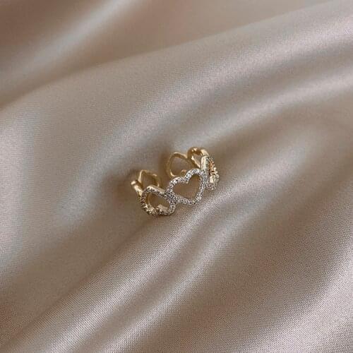2021 Simple Hollow Out Heart-shaped Ring Fashion Gold Plated Womens Opening Ring Luxury Womens Wedding Engagement Jewelry