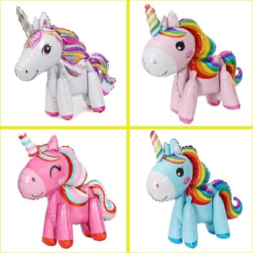 3D Large Pink Blue Horse Little Unicorn Helium Foil Balloon Kids Toys Wedding Birthday Animal Decor Supplies Baby Shower Globos