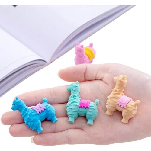 4pcs Creative cute Alpaca eraser Cute Gifts for Party DIY Kawaii Pencil Eraser for new term Gift Random design