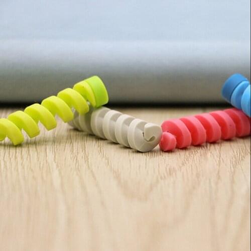 4Pc Cable Protector Winder Data Line Case Rope Sleeves Spring Twine Protection