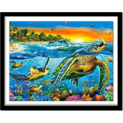 5D DIY diamond embroidery colorful sea turtle full square diamond painting Cross Stitch Rhinestone home decoration