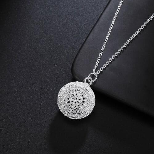 925 Sterling Silver Necklace For Women Hollow ball Pendant 18 inches Christmas gifts high quality wedding party Jewelry