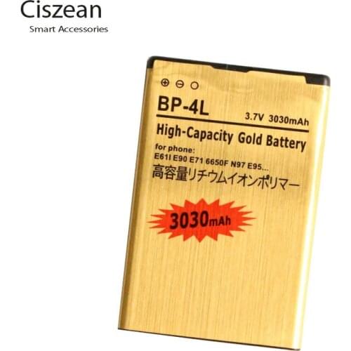 2x 3030mAh BP-4L Gold Replacement Battery + Universal Charger For Nokia E61i E90 6650/F/T E63 E71/X E72 E73 N97 E95 6790 E52 E55