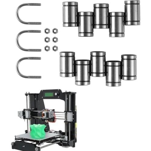 3D Printer Accessories Prusa I3 MK2/MK2S/MK3 3pcs U-Bolts+10Pcs Straight Line Linear Bearings LM 8UU+M3 Gasket Kit