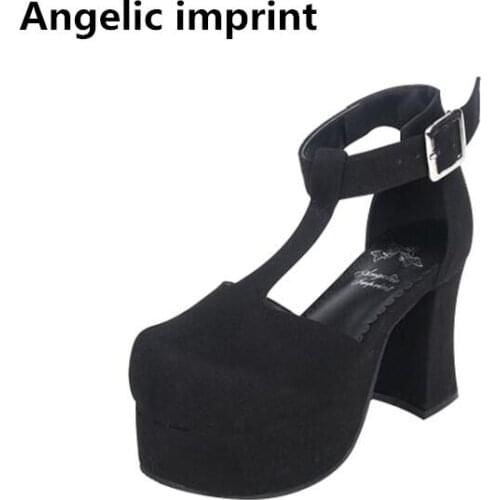 Angelic imprint mori girl lolita shoes woman cosplay punk shoes lady high T-strap heels Pumps women princess dress party shoes