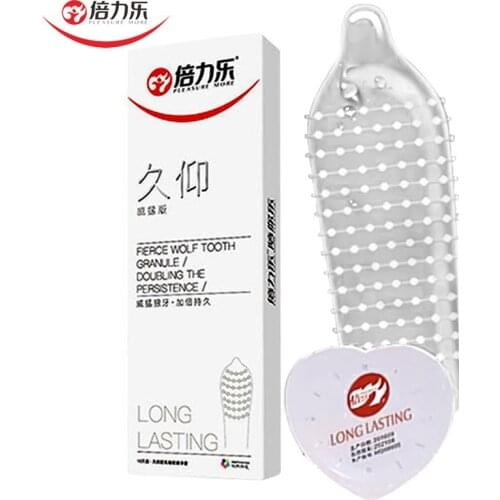 Beilile 9Pcs Super Ejaculation Delayed Condoms Ribbed Large Dots Penis Sleeve Spike Condom With Studs Sex Adults Products