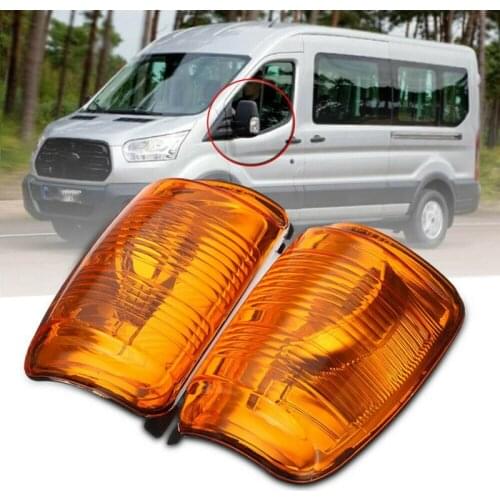 2Pcs Car Side Rear View Mirror Turn Signal Light Indicator Lens Cover Yellow 1847389 for Ford Transit MK8 2014-2019