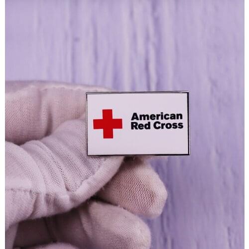 American Red Cross Brooch First Aid Enamel Pin Please Give Blood For A life