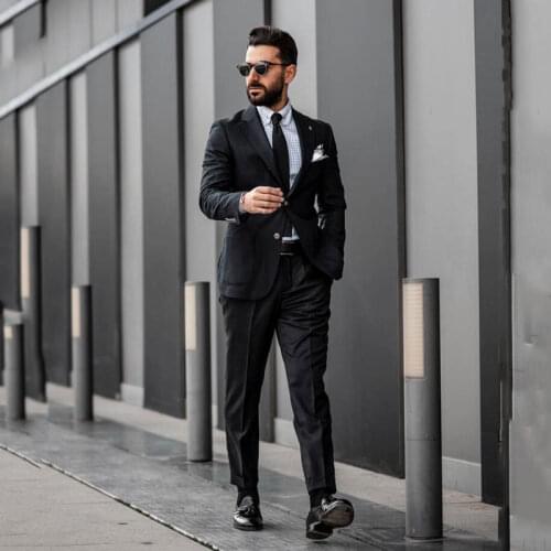 Black Men Suits for Business Wedding Suits Man Jacket Groom Tuxedos Best Man Blazer Costume Homme 2Piece Slim Fit Costume Homme