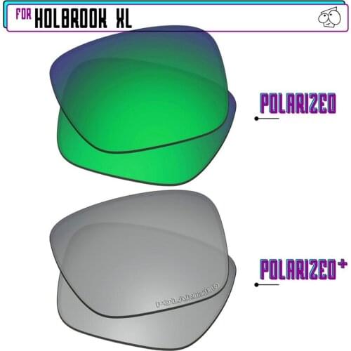 EZReplace Polarized Replacement Lenses for - Oakley Holbrook XL Sunglasses - SilverP Plus-Green P